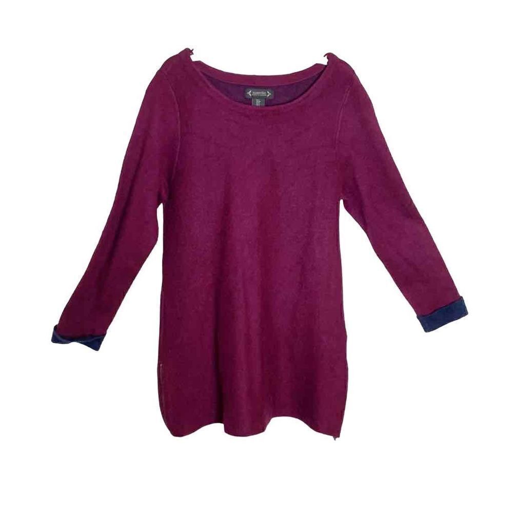 Nanette Lepore Women's Tunic Sweater Maroon Purple Wool Blend Side Zipper Size S